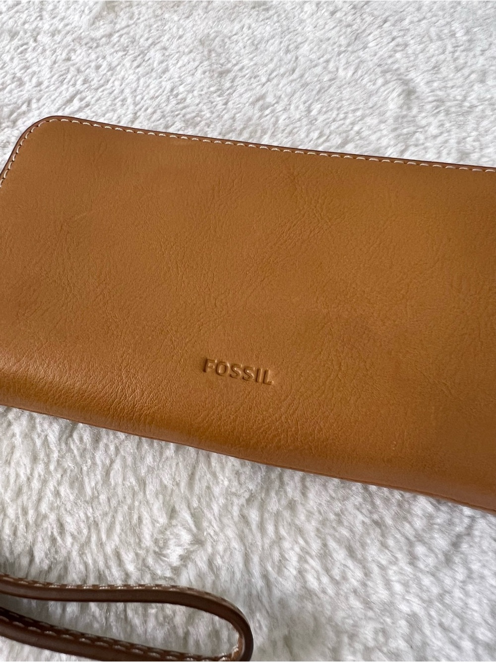 Fossil Cognac Leather Wristlet Wallet